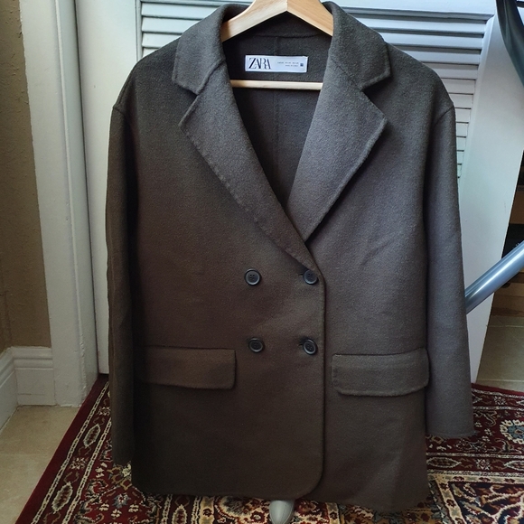 Zara Jackets & Blazers - ZARA double breasted wool coat in khaki/military green, size XS
